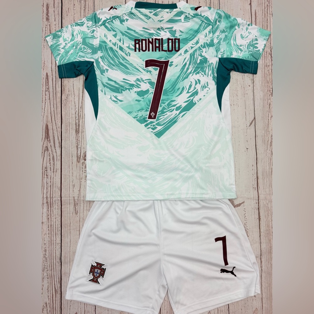Kids Ronaldo Portugal Jersey 26’ Away Kit (Jersey + Shorts) MEDIUM (26) Age: 8-9